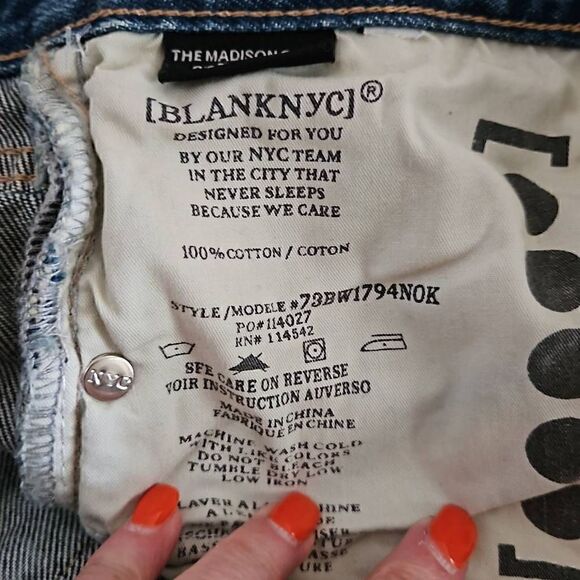 BLANK NYC The Madison Crop Distressed Destroyed Jeans Good Vibrations 28 - Picture 6 of 11